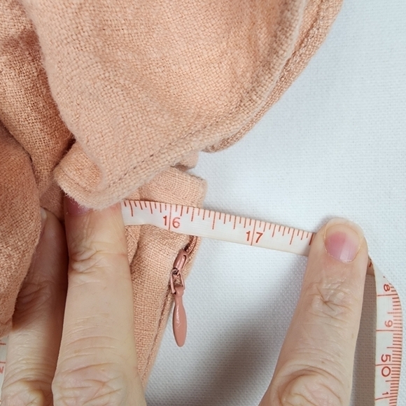 Saylor Janie Off The Shoulder Peach Linen Mini Dress SIZE SMALL - Picture 7 of 8